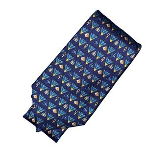 HERMES Blue Patterned Silk Tie